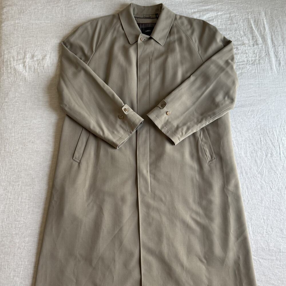[MEN 48-L / XLT] Sanyo TAN Lightweight Trench Coat REMOVABLE LINING Ankle Length